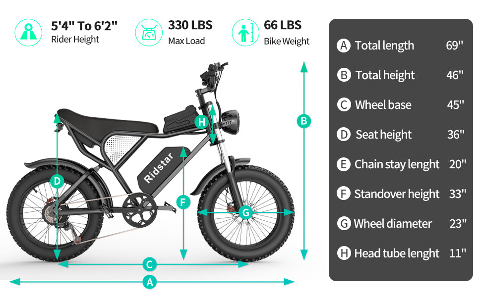 Ridstar Upgraded Q20 1000W Fat Tire Electric Bicycle